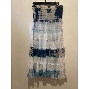 Blue tie-dyed fairy grunge artsy maxi skirt size small